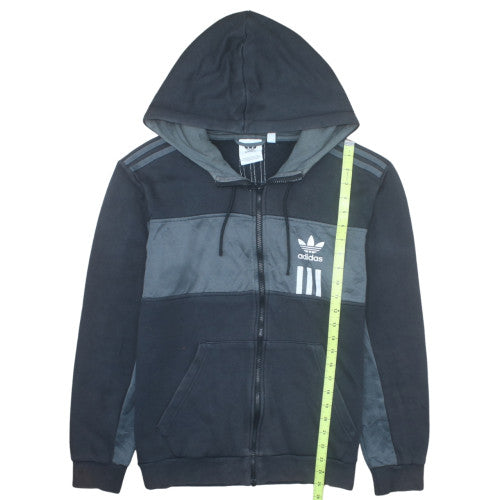 Adidas Men Black Grey Full Zip Hoodie Medium Hooded Sweatshirt