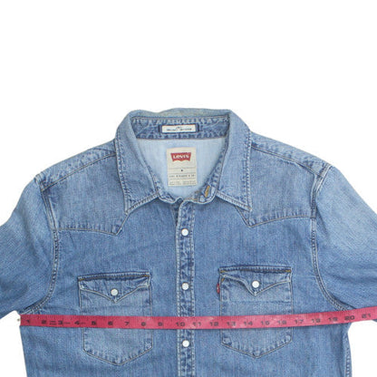 Levi's Women's Blue Denim Slim Fit Button-Up Shirt M