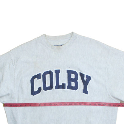 Champion Men's Grey Colby College Crew Neck Sweatshirt M Regular Fit