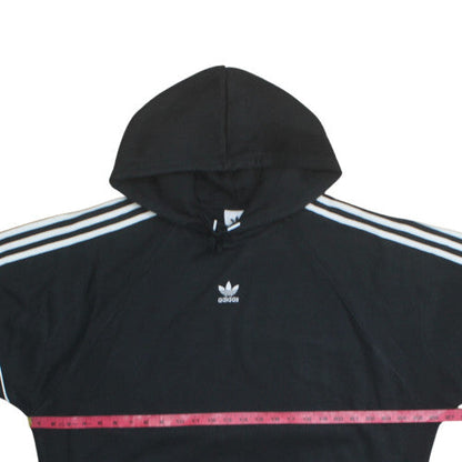 Adidas Womens Black XL Pullover Hoodie with Logo and Stripes