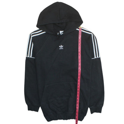 Adidas Womens Black XL Pullover Hoodie with Logo and Stripes