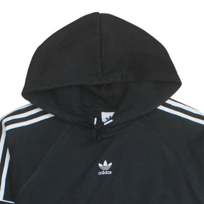 Adidas Womens Black XL Pullover Hoodie with Logo and Stripes