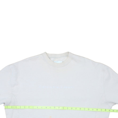 Calvin Klein Jeans Men's Beige XL Pullover Sweatshirt Logo Crew Neck