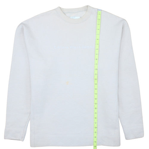 Calvin Klein Jeans Men's Beige XL Pullover Sweatshirt Logo Crew Neck