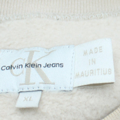 Calvin Klein Jeans Men's Beige XL Pullover Sweatshirt Logo Crew Neck