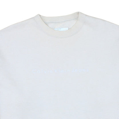 Calvin Klein Jeans Men's Beige XL Pullover Sweatshirt Logo Crew Neck