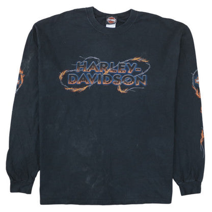 Harley-Davidson Mens Black XL Long Sleeve Graphic T-Shirt