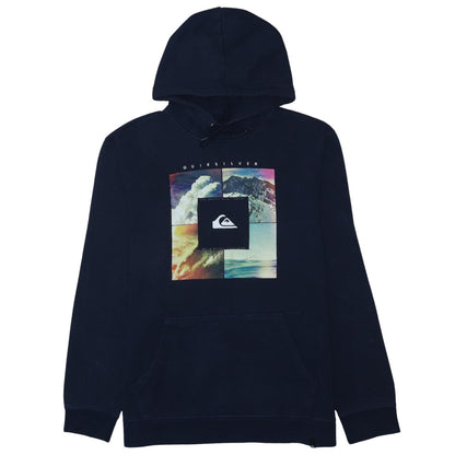 Quiksilver Mens Blue XL Pullover Hoodie Surf Graphic Fleece