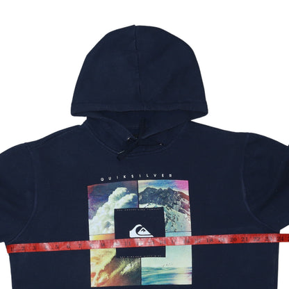 Quiksilver Mens Blue XL Pullover Hoodie Surf Graphic Fleece
