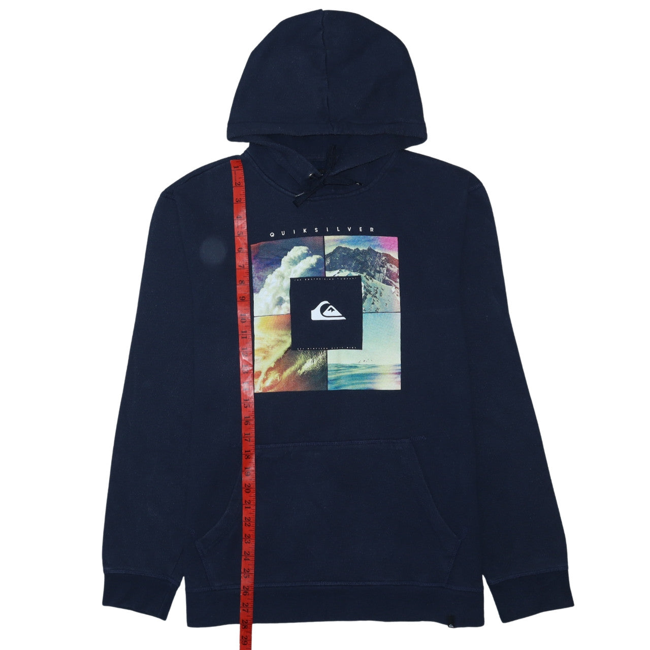 Quiksilver Mens Blue XL Pullover Hoodie Surf Graphic Fleece