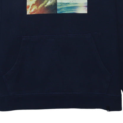 Quiksilver Mens Blue XL Pullover Hoodie Surf Graphic Fleece