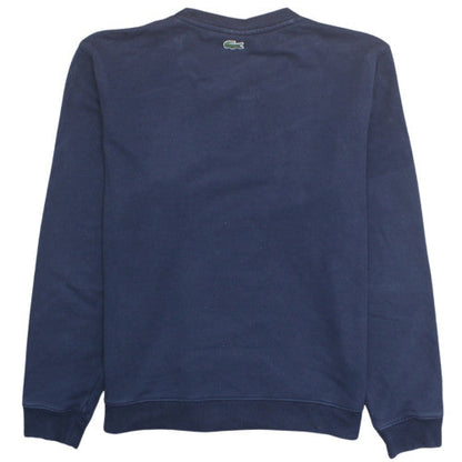 Lacoste Men's Blue Cotton Crew Neck Logo Pullover Sweatshirt M
