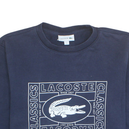 Lacoste Men's Blue Cotton Crew Neck Logo Pullover Sweatshirt M