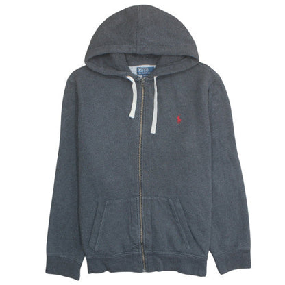 Ralph Lauren Men's Grey Full Zip Hoodie 2XL Logo Fleece Sweatshirt