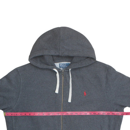 Ralph Lauren Men's Grey Full Zip Hoodie 2XL Logo Fleece Sweatshirt