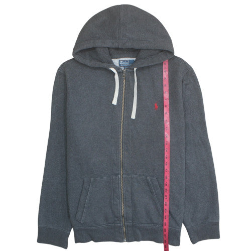 Ralph Lauren Men's Grey Full Zip Hoodie 2XL Logo Fleece Sweatshirt