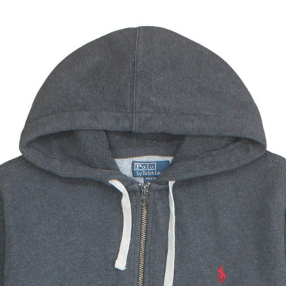 Ralph Lauren Men's Grey Full Zip Hoodie 2XL Logo Fleece Sweatshirt