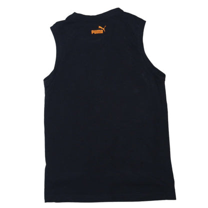 Puma Boys Black Sleeveless Tank Top 16 Years Graphic Sports Tee