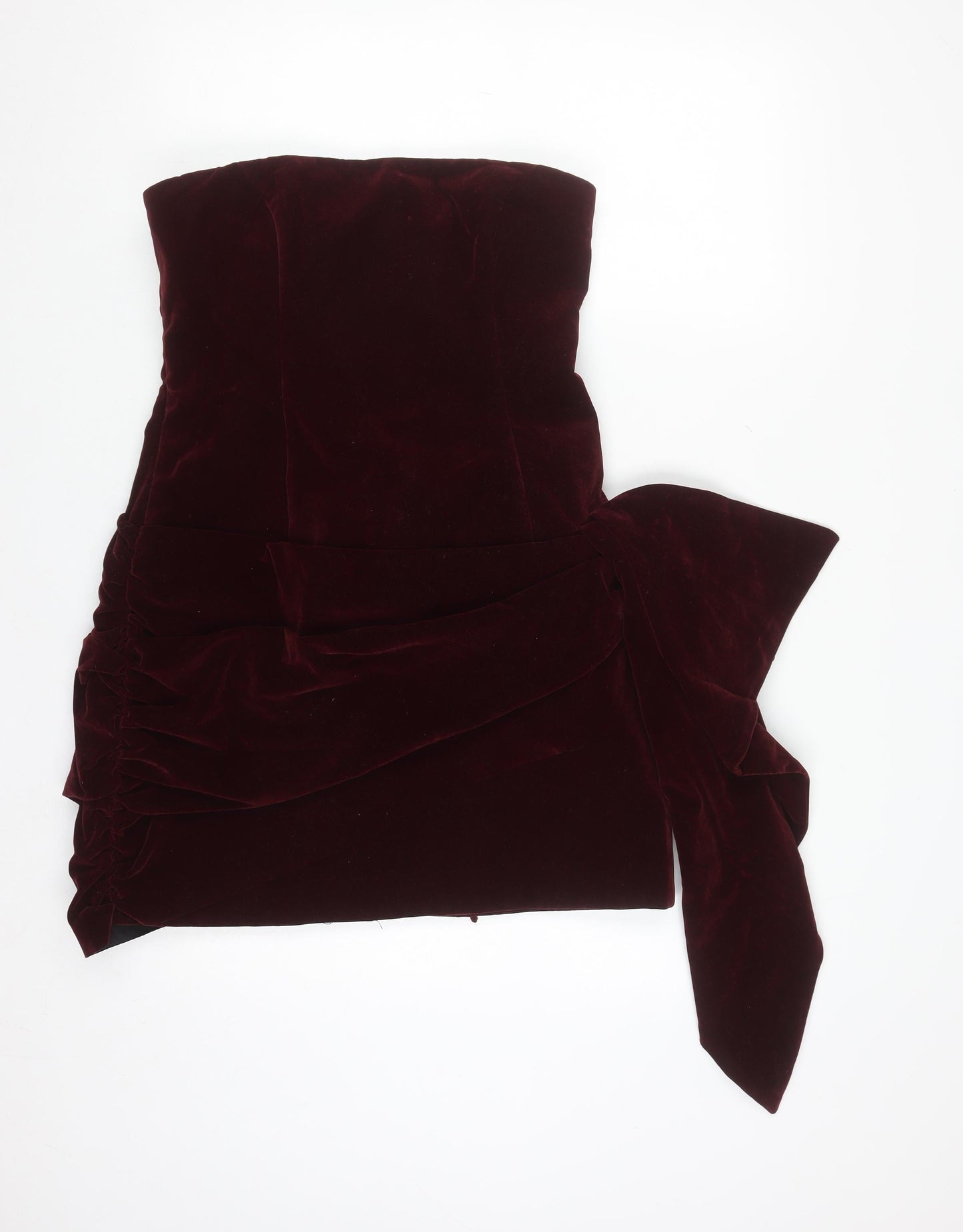 Murci Women Red Velvet Strapless Bodycon Dress Size 12