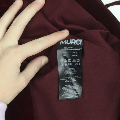 Murci Women Red Velvet Strapless Bodycon Dress Size 12