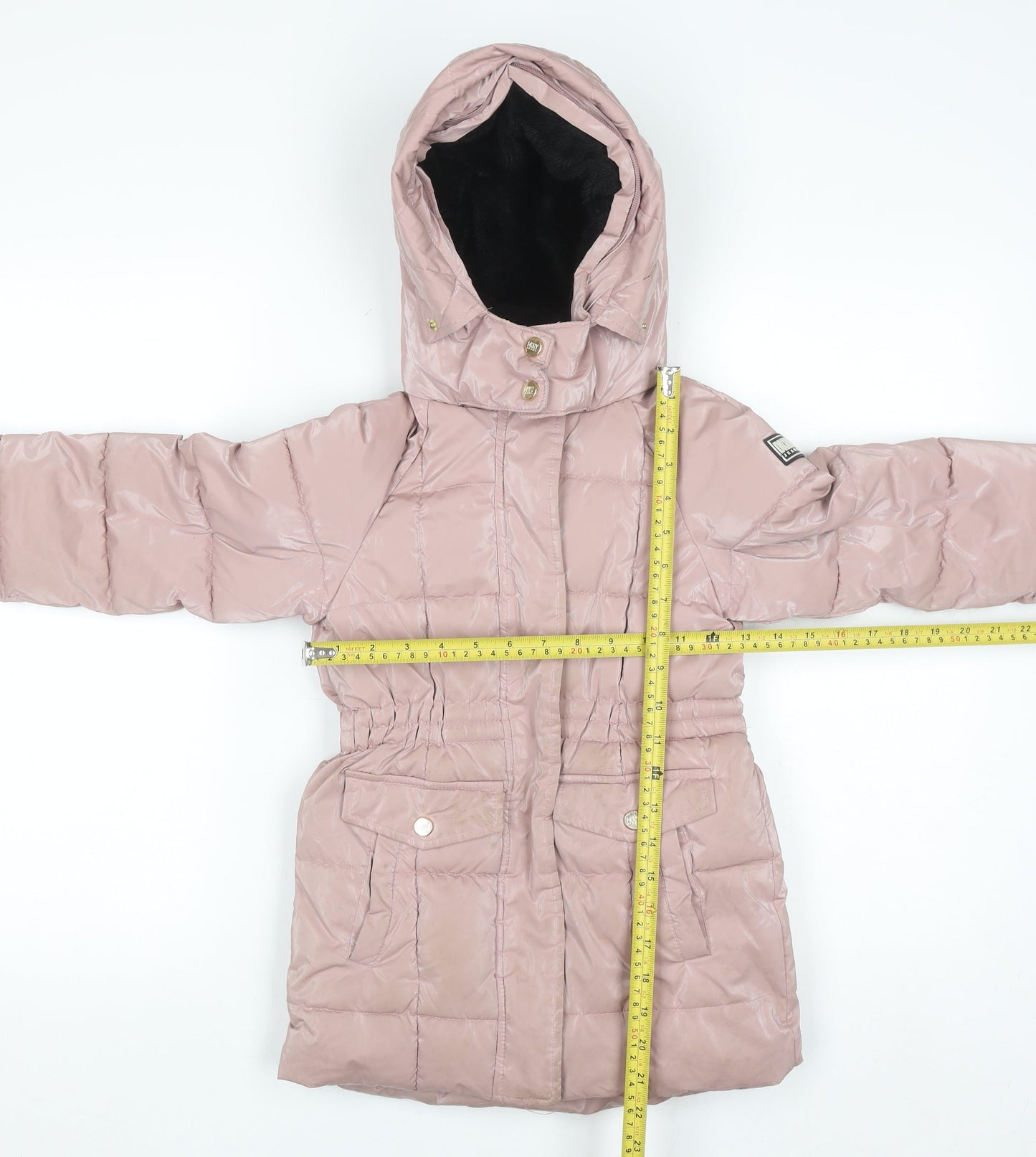 DKNY Girls Pink Hooded Puffer Coat 5-6 Years Winter Lined Jacket