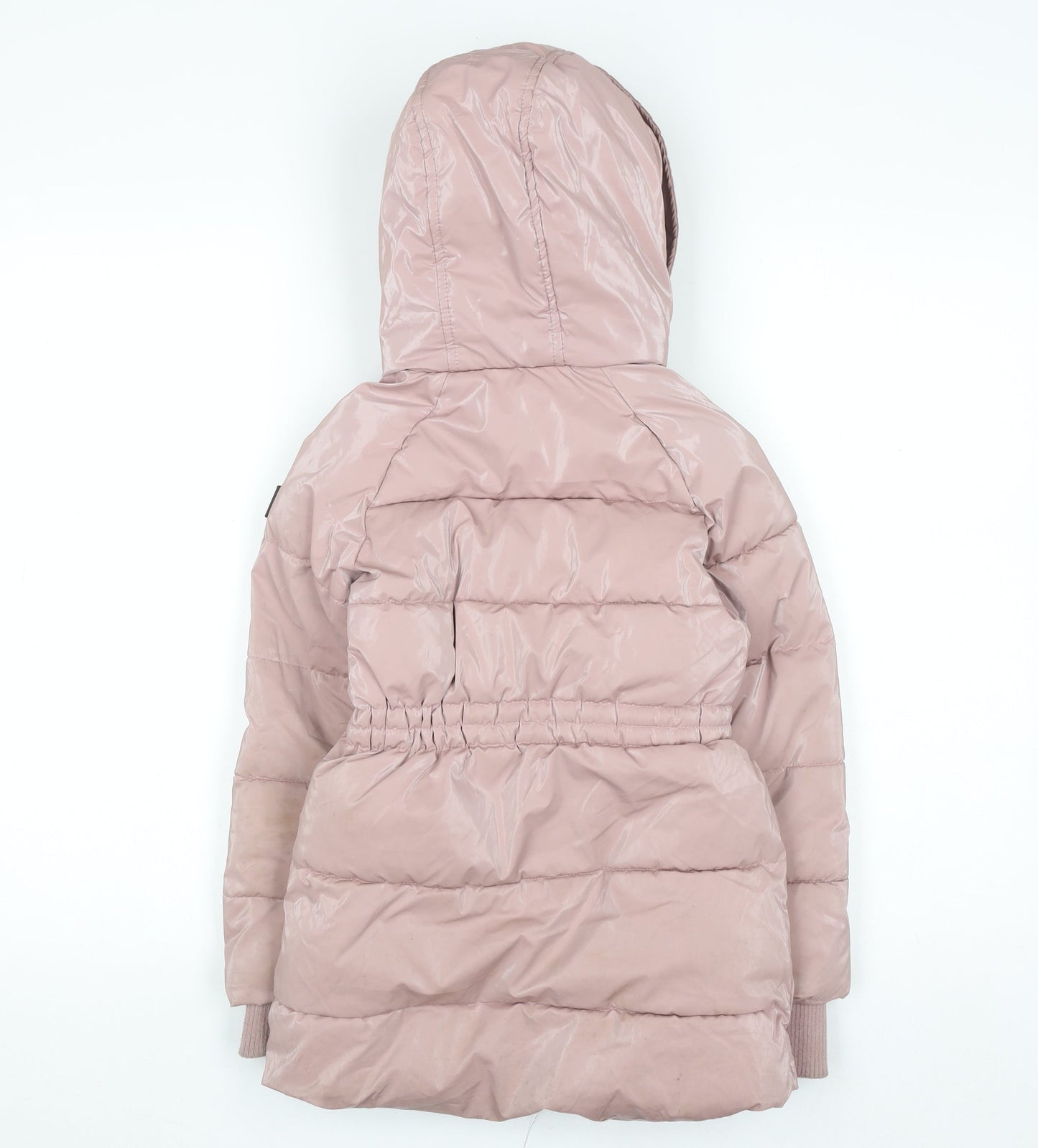 DKNY Girls Pink Hooded Puffer Coat 5-6 Years Winter Lined Jacket
