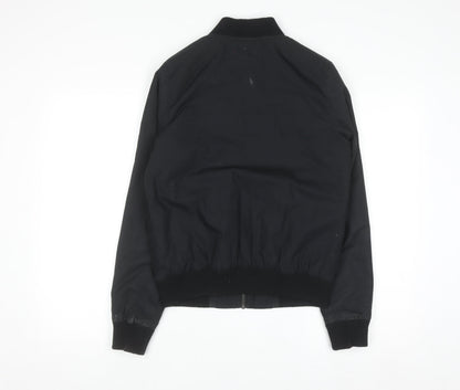 Topman Men's Black Bomber Jacket XS Cotton Zip Casual