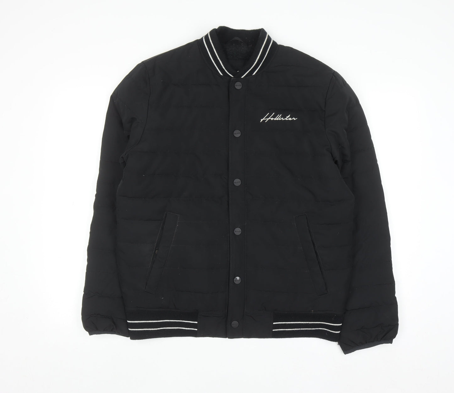 Hollister Mens Black S Varsity Jacket Padded Bomber Style