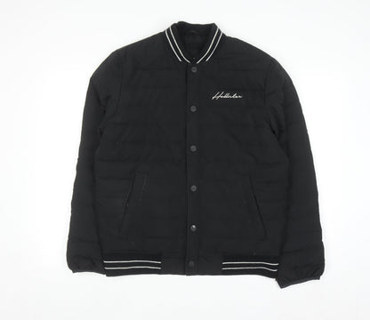 Hollister Mens Black S Varsity Jacket Padded Bomber Style