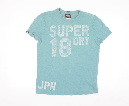 Superdry Men's Green Graphic Print Crew Neck Cotton T-Shirt Size M
