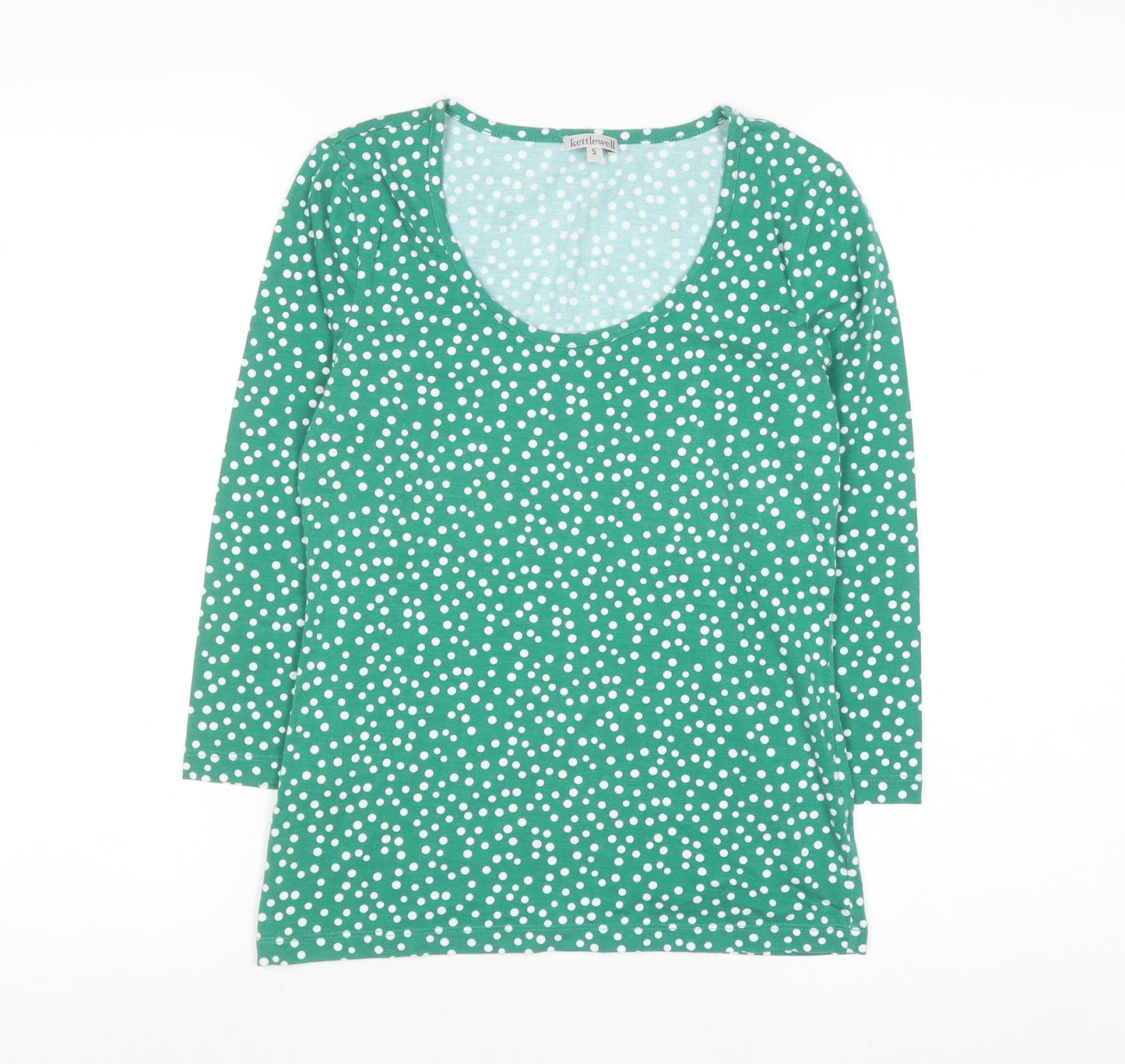 Kettlewell Women's Green Polka Dot 3/4 Sleeve Scoop Neck T-Shirt Size S