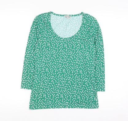 Kettlewell Women's Green Polka Dot 3/4 Sleeve Scoop Neck T-Shirt Size S