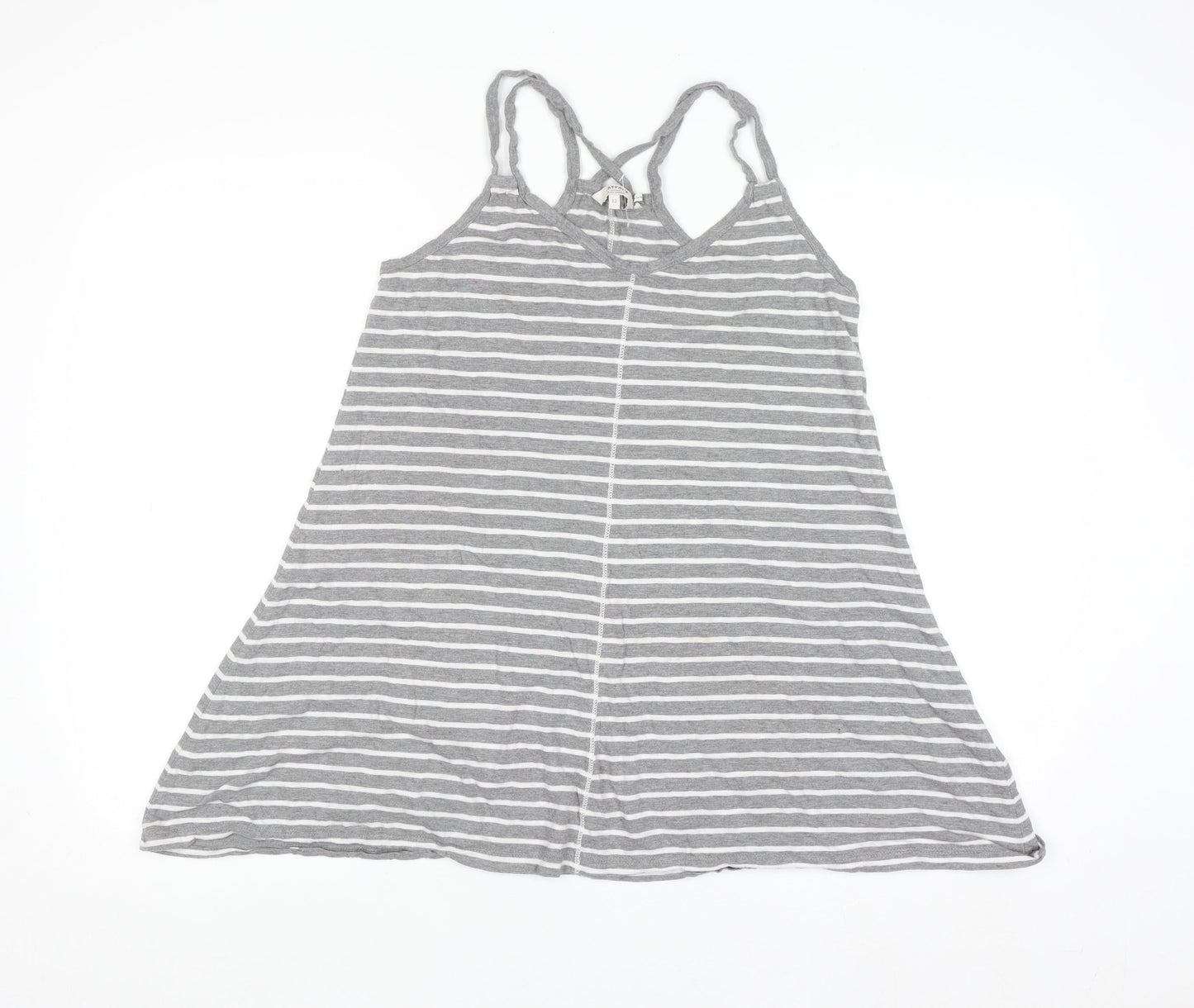 FatFace Women's Grey Striped Cotton Modal Camisole Tank Top Size 12