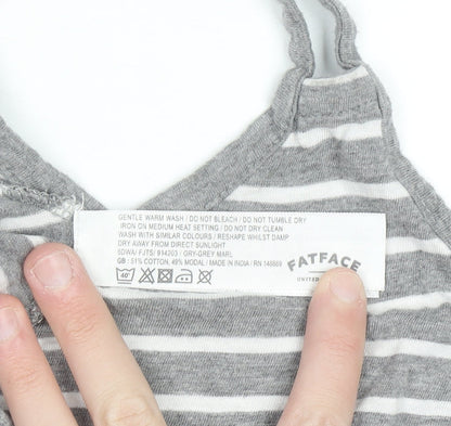 FatFace Women's Grey Striped Cotton Modal Camisole Tank Top Size 12