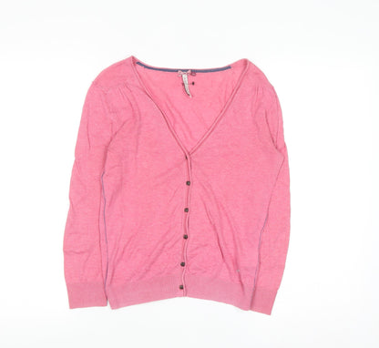 White Stuff Women's Pink V-Neck Button Cardigan Size 10