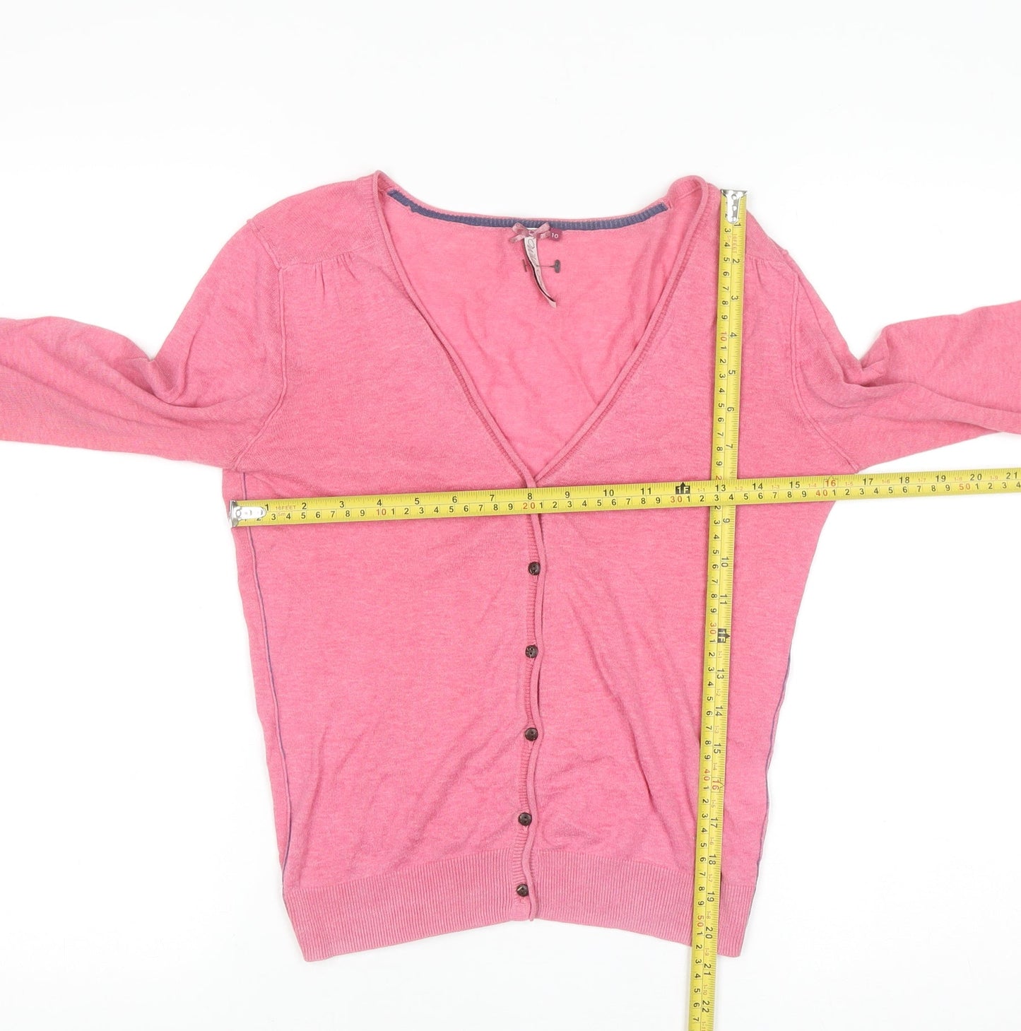 White Stuff Women's Pink V-Neck Button Cardigan Size 10