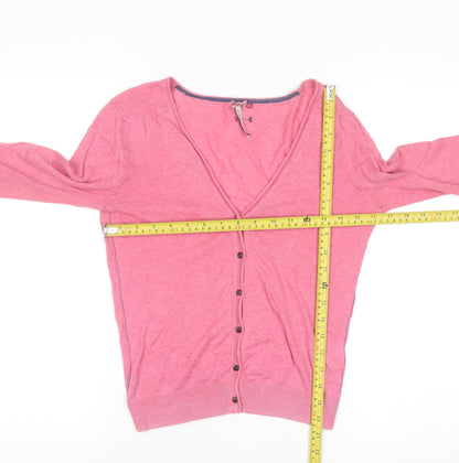 White Stuff Women's Pink V-Neck Button Cardigan Size 10