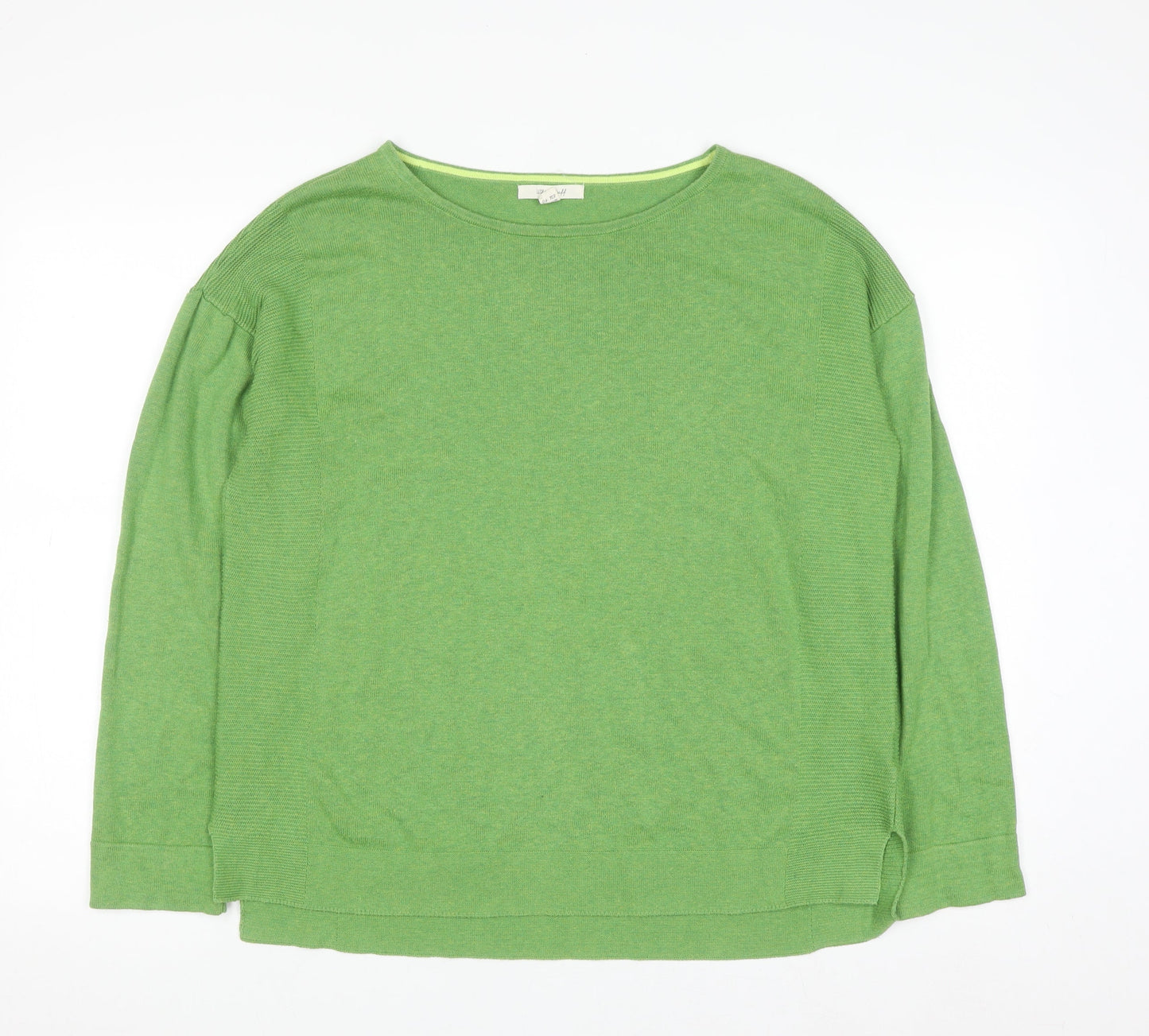 White Stuff Womens Green Cotton Blend Crew Neck Jumper Size 12