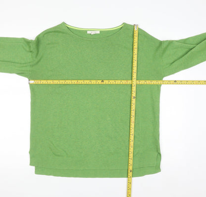 White Stuff Womens Green Cotton Blend Crew Neck Jumper Size 12