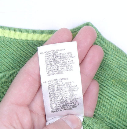 White Stuff Womens Green Cotton Blend Crew Neck Jumper Size 12