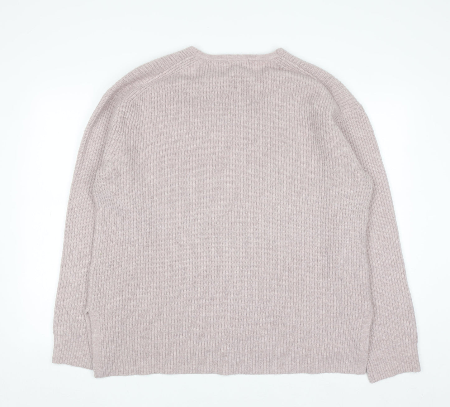 Uniqlo Women's Beige V-Neck Knit Jumper XL Wool Blend