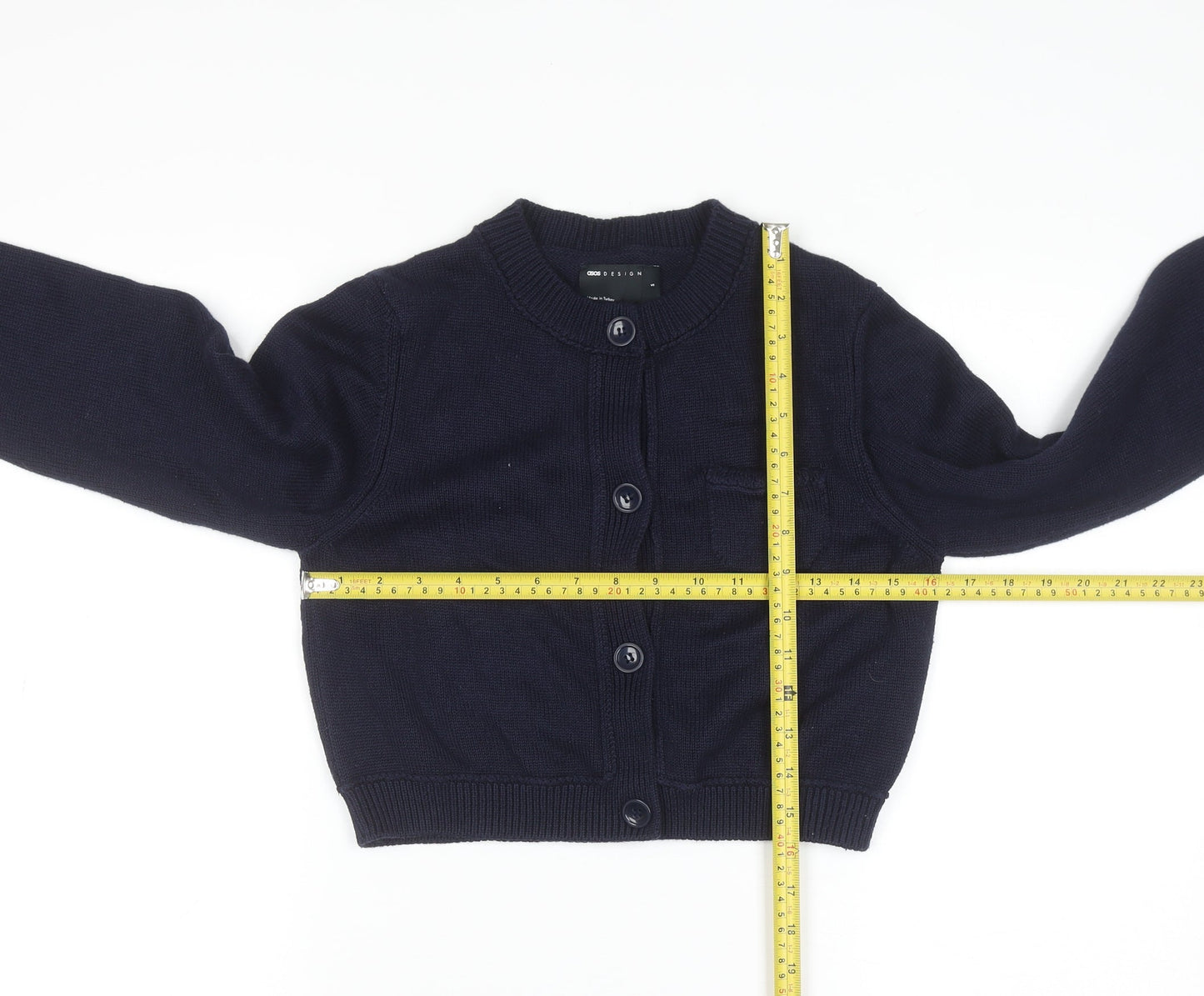 ASOS DESIGN Women's Navy Blue Cropped Cardigan Size S