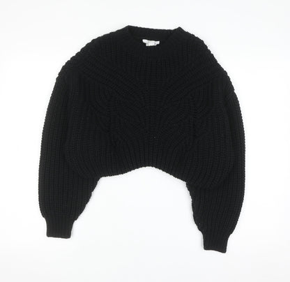 Topshop Women's Black Chunky-Knit Pullover Jumper Size S