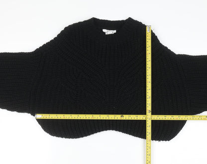 Topshop Women's Black Chunky-Knit Pullover Jumper Size S