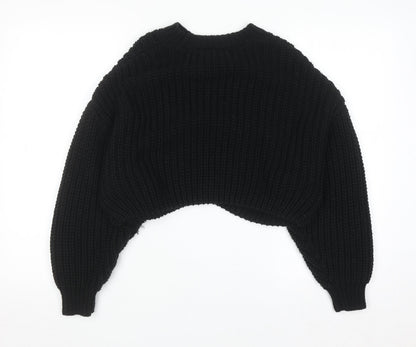 Topshop Women's Black Chunky-Knit Pullover Jumper Size S
