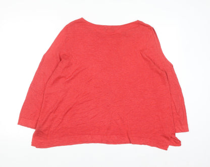 Monsoon Women Red Linen Blend Relaxed Fit XL Pullover Jumper