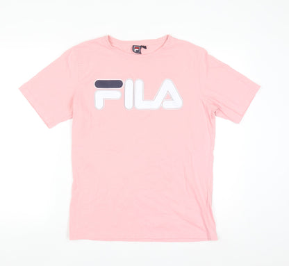 FILA Womens Pink Cotton Short Sleeve Basic Logo T-Shirt Size M