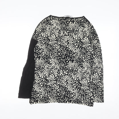 Zarra Gembos Womens Black Leopard Embroidered Cotton Jersey Long Sleeve T-Shirt Size 10