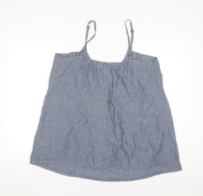New Look Inspire Blue Cotton Lace V-Neck Camisole Top Size 18