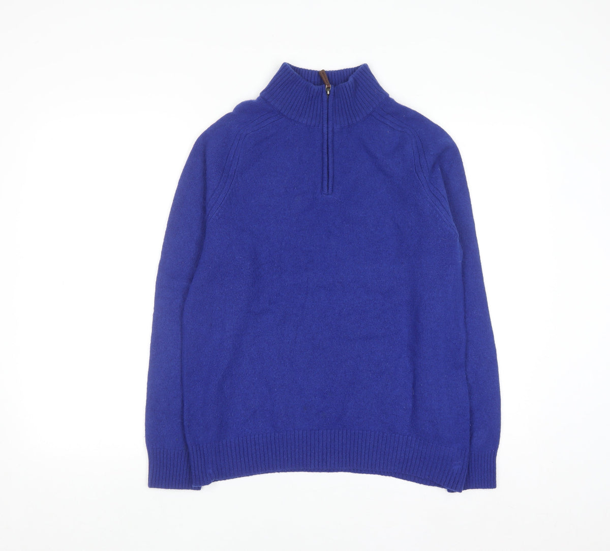 Lands' End Men’s Blue Lambswool Half Zip Jumper Size M